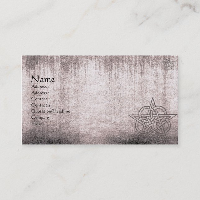 Faded Pink Pentacles Pagan grunge Business Card (Front)