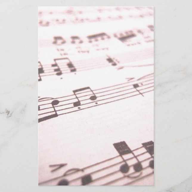 Faded Pink Sheet Music Stationery (Front)