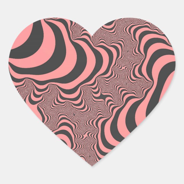 Faded Pink Zebra Stripes Heart Sticker (Front)
