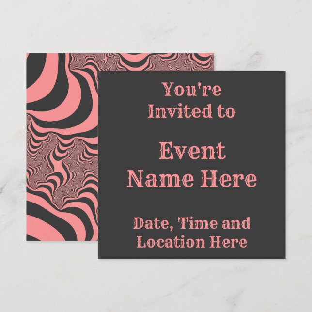 Faded Pink Zebra Stripes Invitation (Front/Back)