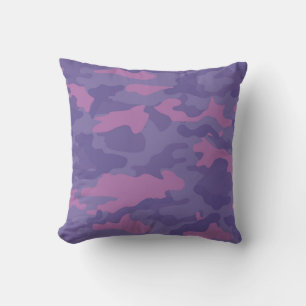 Faded Purple Camo Throw Pillow