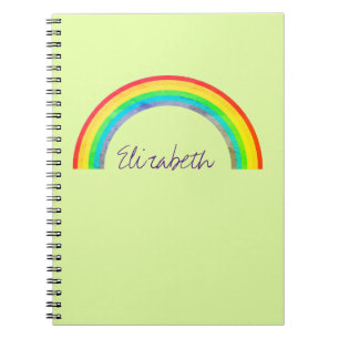 Faded Rainbow Personalized Green Notebook