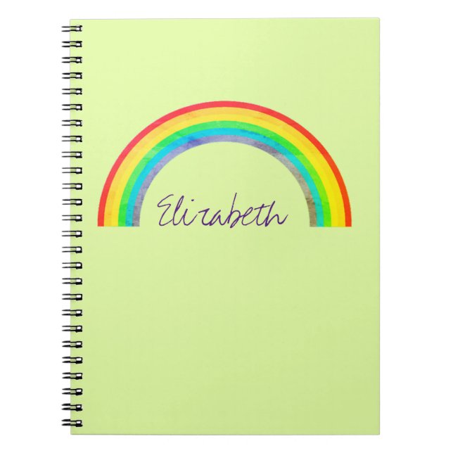Faded Rainbow Personalized Green Notebook (Front)