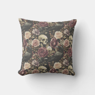 Faded Raven Garden Throw Pillow