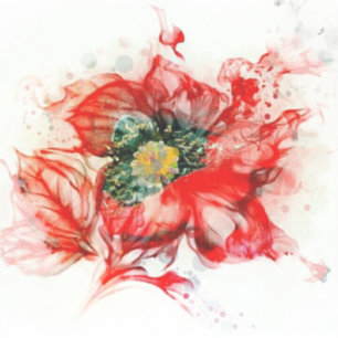 Faded Red Watercolor Macro Blossom