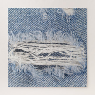 Faded Ripped Jeans Texture Jigsaw Puzzle