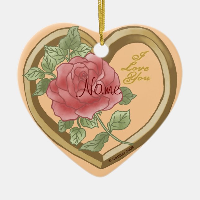 Faded Rose Bevel Heart custom ornaments (Front)