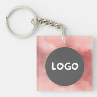 Faded Rose Business Logo & QR Double-Sided Keychain