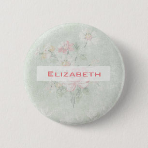 Faded Roses Shabby Vintage Design Personalized 2 Inch Round Button
