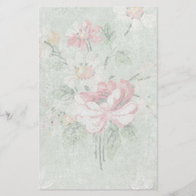Faded Roses Vintage Design Stationery (Front)