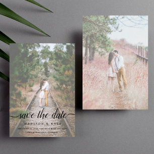 Faded Script 2 Photos Save the Date Wedding