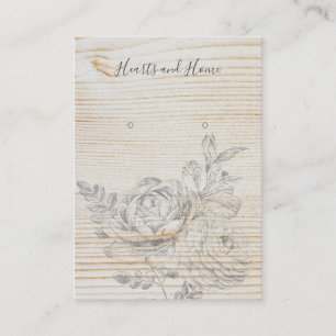 Faded Sketch Floral Wood Earring Display Card