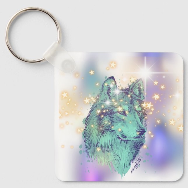 Faded Sparkle Wolf Keychain (Front)