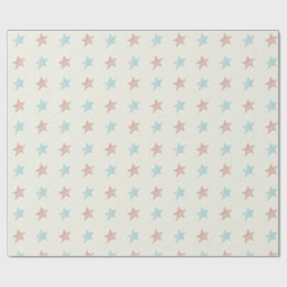 Faded Star Pattern Red Blue Wrapping Paper