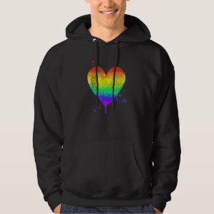 Faded Style Hand Drawn Rainbow He Gay Pride Paint  Hoodie