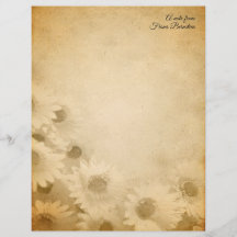 Faded Sunflower Rustic Personalized Stationery