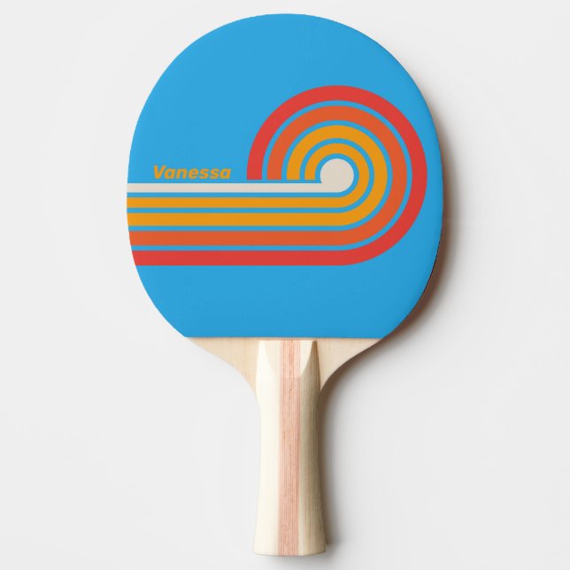 Faded Surf Blue Curl Stripes with Name Ping Pong Paddle (Front)
