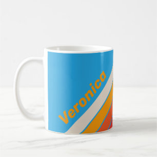 Faded Surf Blue Stripes with Name Coffee Mug