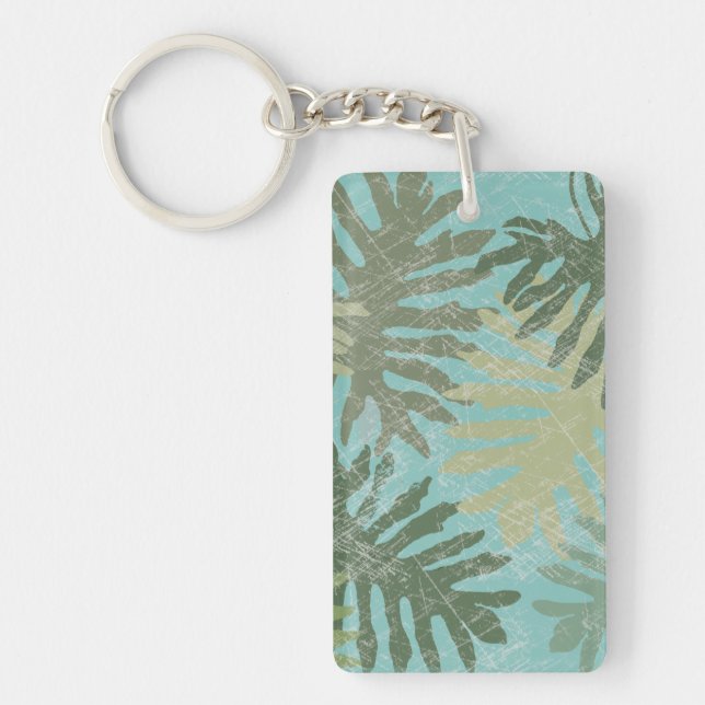 Faded Tropical Leaves Keychain (Front)