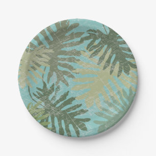 Faded Tropical Leaves Paper Plate