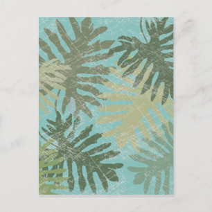 Faded Tropical Leaves Postcard