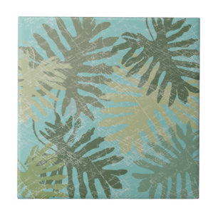 Faded Tropical Leaves Tile