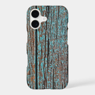 faded turquoise paint on rustic wood