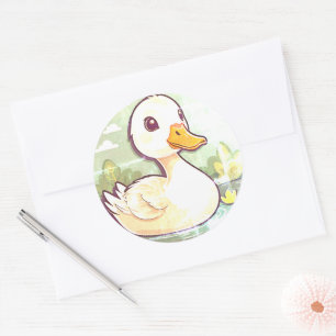 Faded Vintage Cute Duck Classic Round Sticker