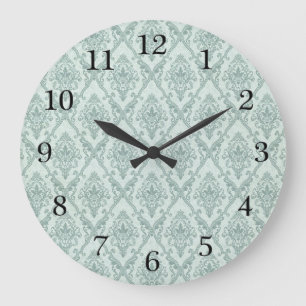 Faded vintage damask pattern large clock