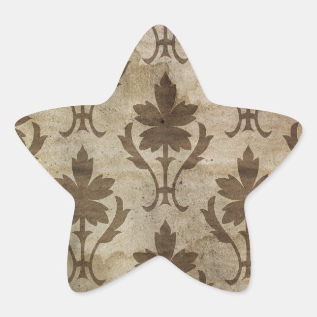 Faded vintage damask wallpaper star sticker (Front)