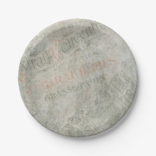 Faded Vintage Paper Parisian Advertisement Collage Plate