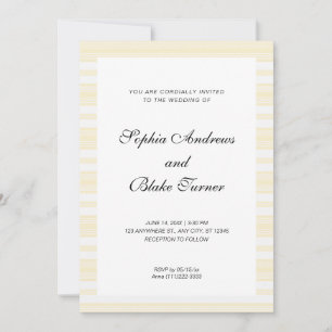 Faded Yellow and White Stripes Modern Wedding Invitation