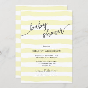 Faded Yellow Stripes Baby Shower Invitation