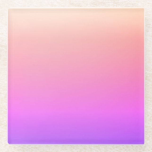 Fading Peach Pink & Purple Colourful Ombre Glass Coaster (Front)