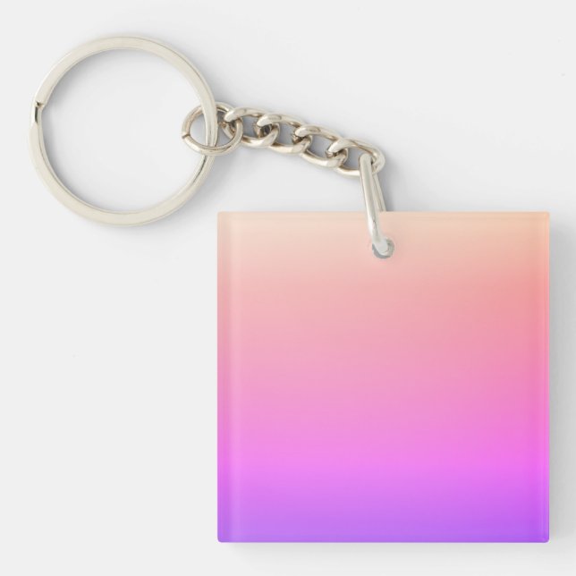 Fading Peach Pink & Purple Colourful Ombre Keychain (Front)