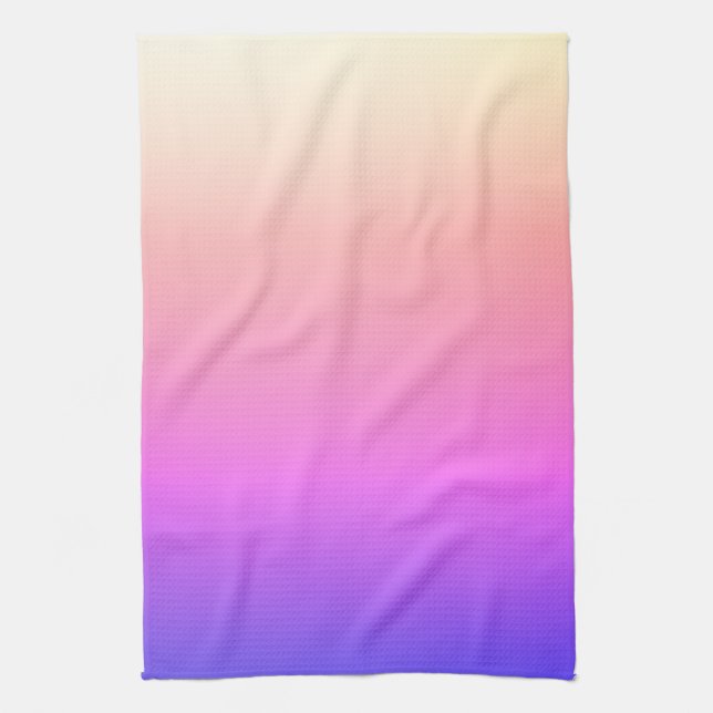 Fading Peach Pink & Purple Colourful Ombre Kitchen Towel (Vertical)