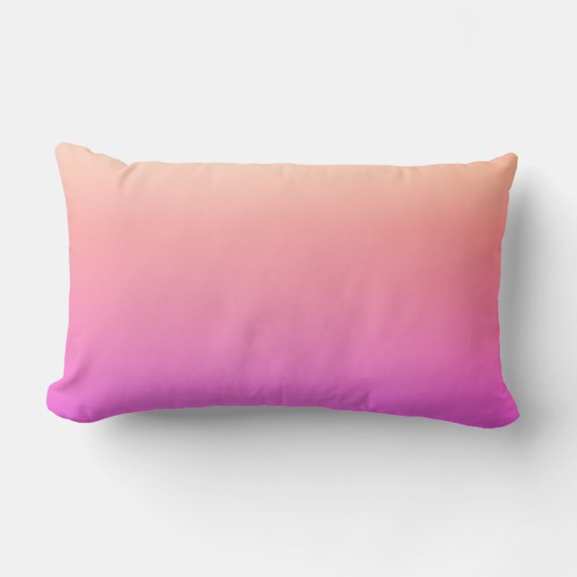 Fading Peach Pink & Purple Colourful Ombre Lumbar Pillow (Front)
