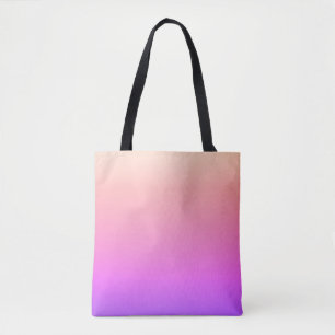 Fading Peach Pink & Purple Colourful Ombre Tote Bag