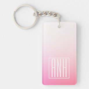 Fading Pinks Ombre Gradation & Your Initials Keychain