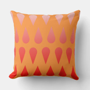 Fading Red Raindrops in Orange Gradient Throw Pillow