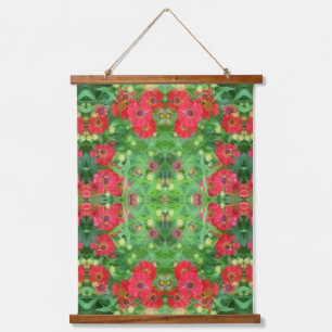 Fading Red Zinnia Flowers Abstract Pattern   Hanging Tapestry