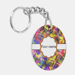 Fading shapes colourful abstract design keychain