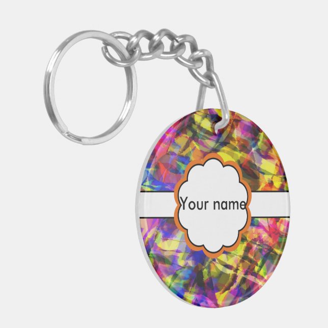 Fading shapes colourful abstract design keychain (Front Left)