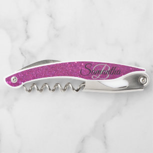 Fading Stylish Monogram Glitter Waiter's Corkscrew