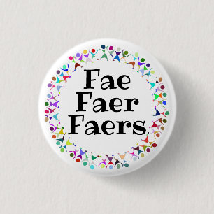 Fae Faer Faers Pronouns in Human Figures Circle 1 Inch Round Button