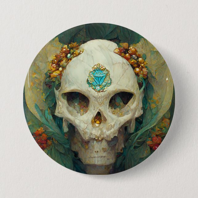 Fae Skull Fantasy 3 Inch Round Button (Front)
