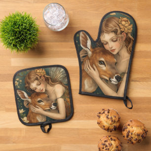 Faerie Embrace-Nature's tender heart Oven Mitt & Pot Holder Set