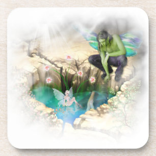 Faerie in Elven Pond Vignette Coaster