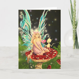Faerie on a mushroom - Greeting Card by Neil