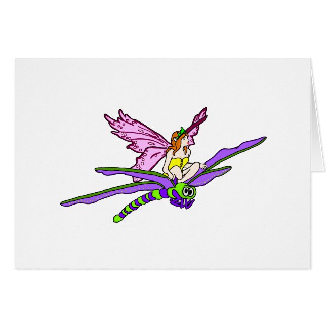 Faerie Riding a Dragonfly (Front Horizontal)